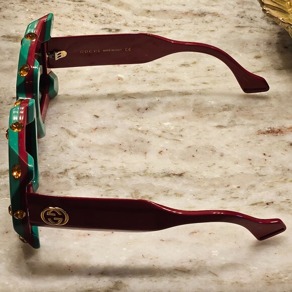 GUCCI HOLLYWOOD FOREVER OVERSIZED SQUARE MASK EMBELLISHED CRYSTAL SUNGLASSES main image 11